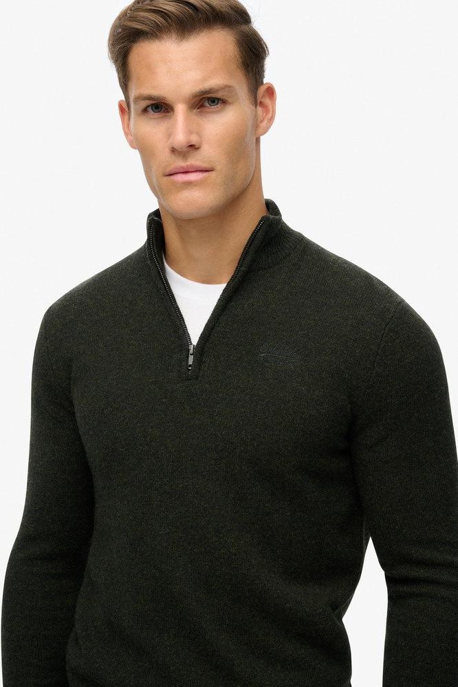 ESSENTIAL EMB KNIT HALF ZIP M6110640A DARK MOSS MARL