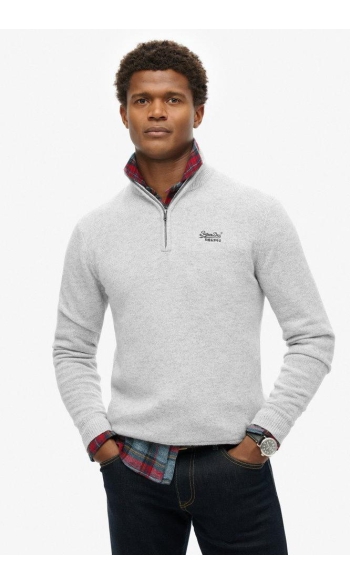 ESSENTIAL EMB KNIT HALF ZIP M61106410A ATHLETIC GREY MARL