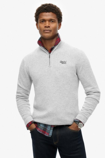 Superdry Trui ESSENTIAL EMB KNIT HALF ZIP M61106410A ATHLETIC GREY MARL