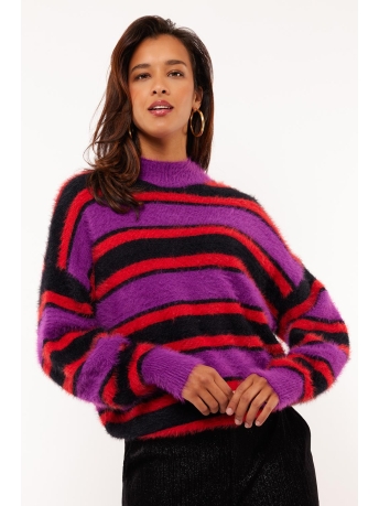 Fluresk Trui SAMLA KNIT SWEATER 24WJF01 807001 GRAPE PURPLE/BLACK