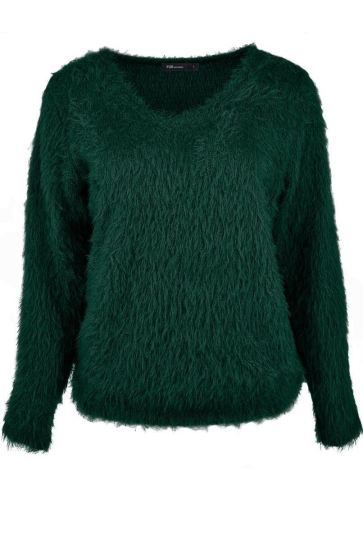 FOS Amsterdam Trui SHARON FLUFFY 7208 324 BOTTLE GREEN