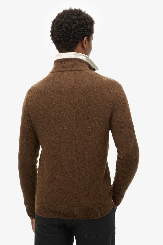 ESSENTIAL EMB KNIT HALF ZIP M6110640A WOODLAND BROWN