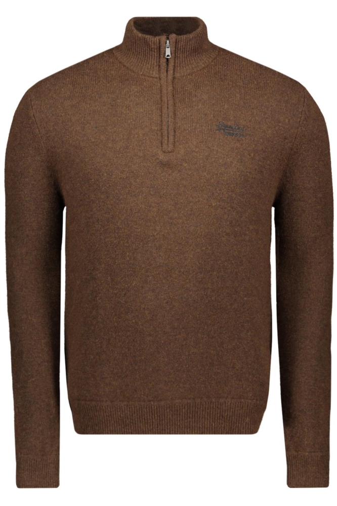 ESSENTIAL EMB KNIT HALF ZIP M6110640A WOODLAND BROWN