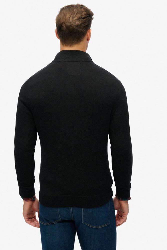 ESSENTIAL EMB KNIT HALF ZIP M6110640A BLACK