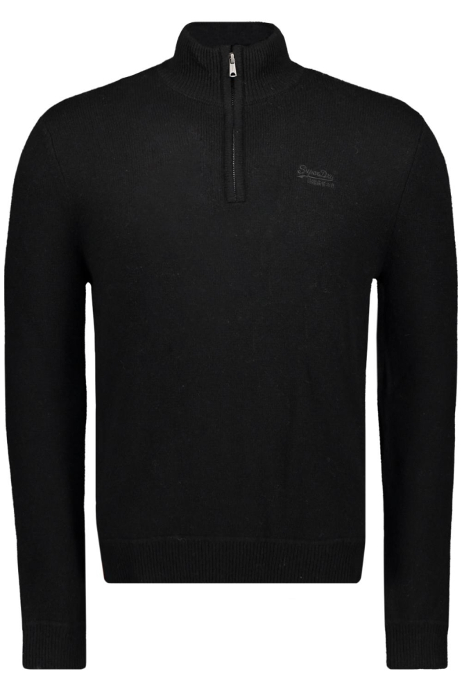 ESSENTIAL EMB KNIT HALF ZIP M6110640A BLACK