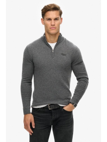 Superdry Trui ESSENTIAL EMB KNIT HALF ZIP M6110640A GULL GREY MARL