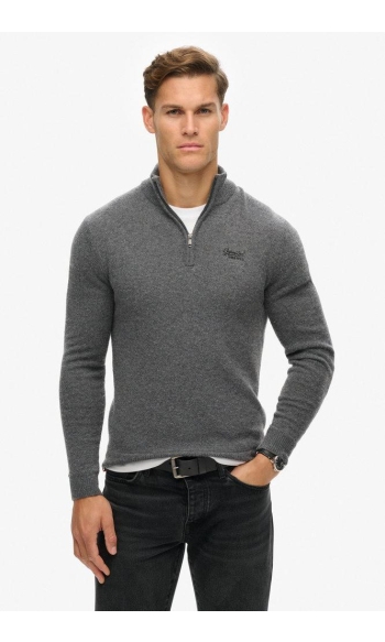 ESSENTIAL EMB KNIT HALF ZIP M6110640A GULL GREY MARL