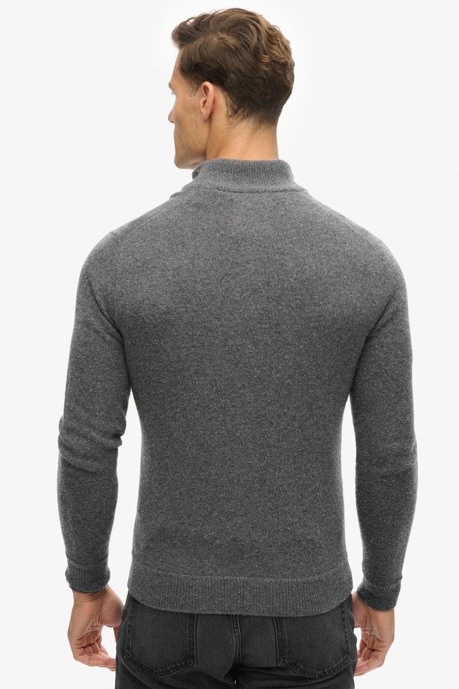 ESSENTIAL EMB KNIT HALF ZIP M6110640A GULL GREY MARL