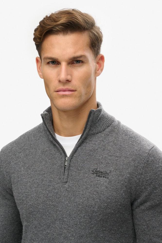 ESSENTIAL EMB KNIT HALF ZIP M6110640A GULL GREY MARL