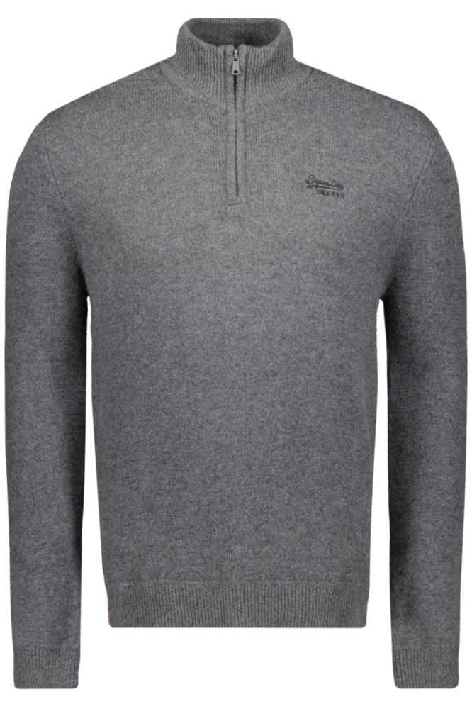 ESSENTIAL EMB KNIT HALF ZIP M6110640A GULL GREY MARL