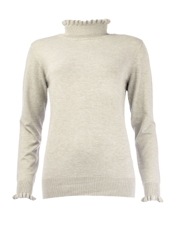 NED Trui RUFFLE LS BREI 24W1 U106 16 Light Grey Melange