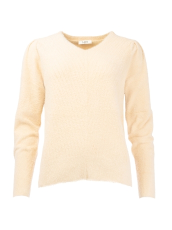 NED Trui BELINS LS FURRY KNIT 24W1 U172 02 Parchment