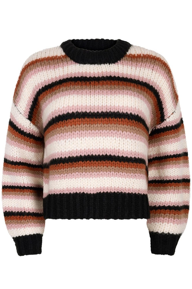 KNITTED SWEATER MEGGIE CW2423 BLACK/CAMEL/ECRU