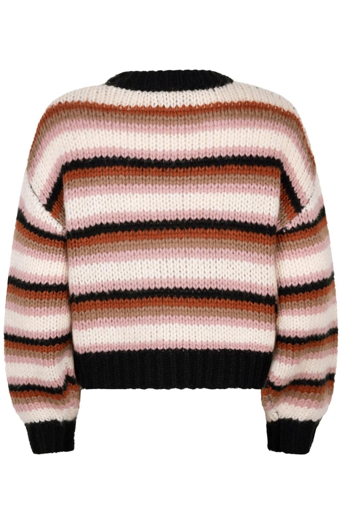 KNITTED SWEATER MEGGIE CW2423 BLACK/CAMEL/ECRU