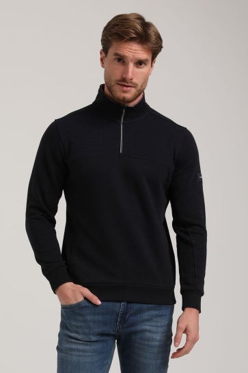 Gabbiano Trui HOGE KRAAG SWEAT MET JACQUARD PATROON 775277 301 navy