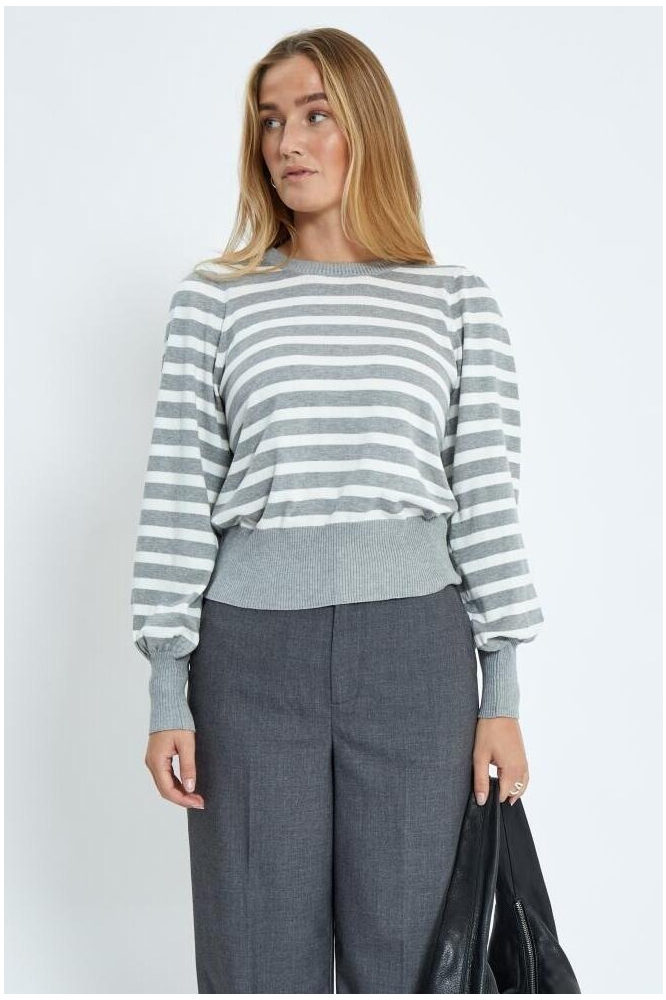 LIVA LONG SLEEVE PULL MI6395 112S LIGHT GREY STRIPED