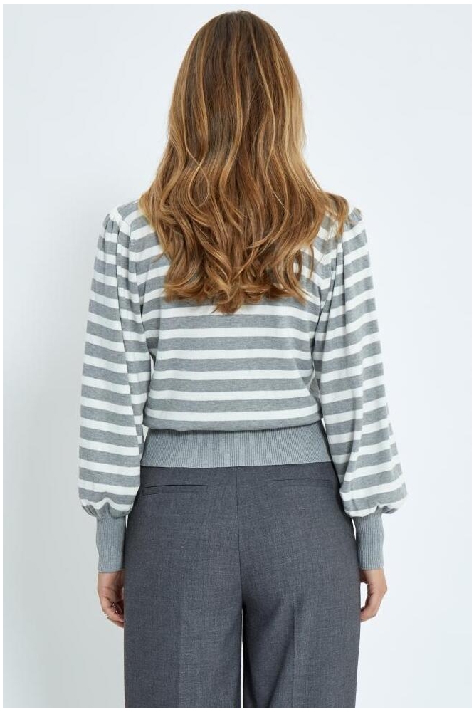 LIVA LONG SLEEVE PULL MI6395 112S LIGHT GREY STRIPED