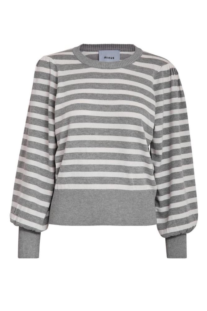 LIVA LONG SLEEVE PULL MI6395 112S LIGHT GREY STRIPED