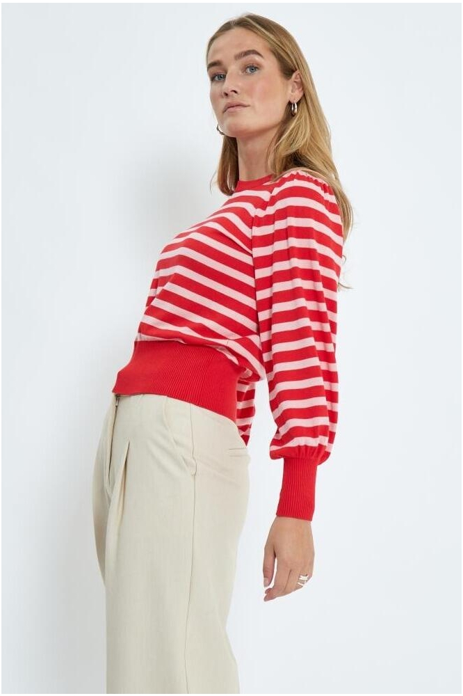 LIVA LONG SLEEVE PULL MI6395 4175S TOMATO STRIPED