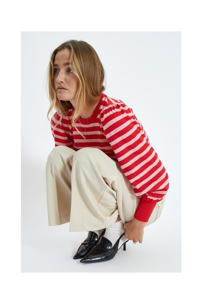 LIVA LONG SLEEVE PULL MI6395 4175S TOMATO STRIPED