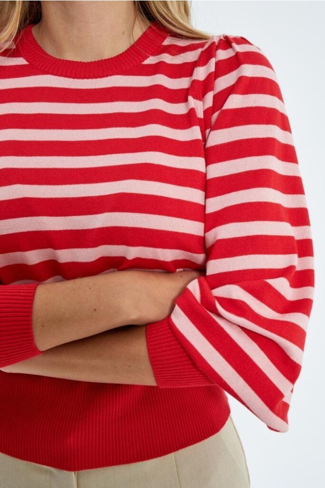 LIVA LONG SLEEVE PULL MI6395 4175S TOMATO STRIPED