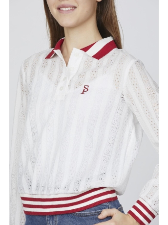 SisterS point T-shirt EINA POLO 18456 CREAM/RED