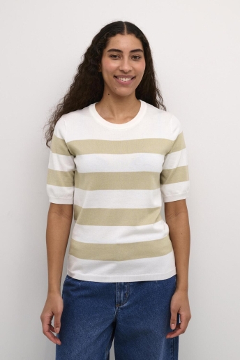 Kaffe T-shirt KALIZZA STRIPED KNIT 10508410 106619 CHALK/FEATHER GREY BOLD