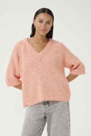 Kaffe T-shirt KAEMILIE V NECK PULLOVER 10509767 141228 Peach Nectar