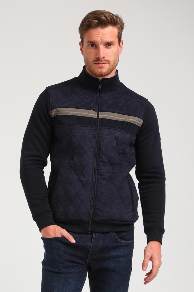 VEST HOGE KRAAG MET SUEDE STRUCTUUR 424744 301 Navy