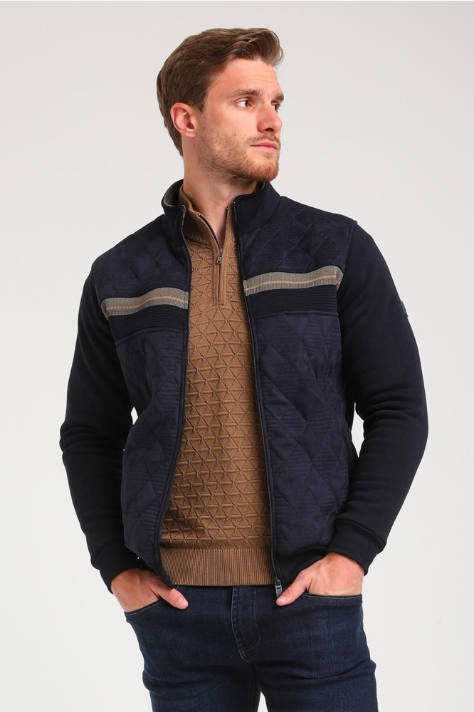 VEST HOGE KRAAG MET SUEDE STRUCTUUR 424744 301 Navy