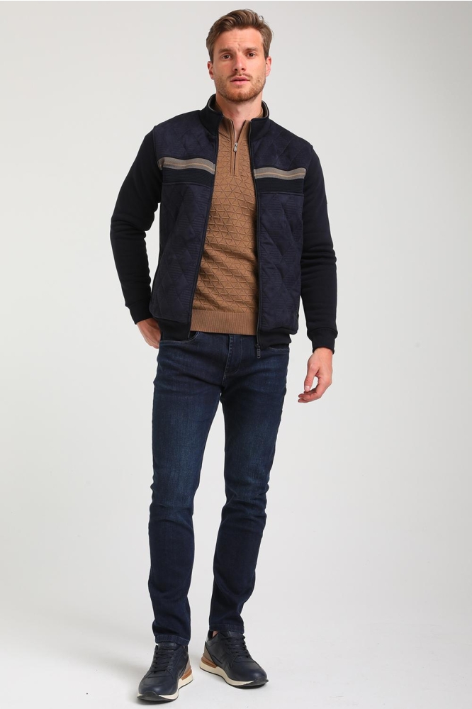 VEST HOGE KRAAG MET SUEDE STRUCTUUR 424744 301 Navy