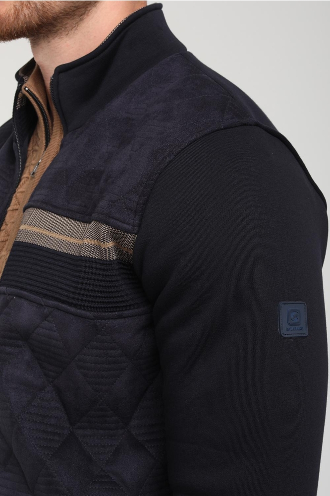 VEST HOGE KRAAG MET SUEDE STRUCTUUR 424744 301 Navy