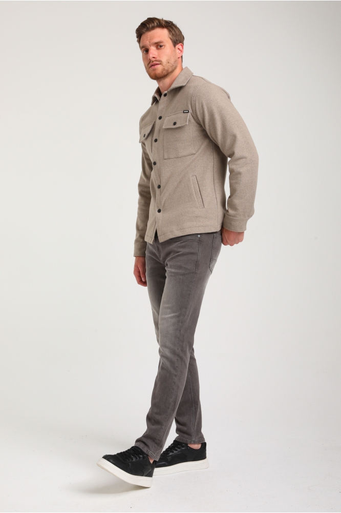 OVERSHIRT DIAGONALE STRUCTUUR 424750 4445 Taupe