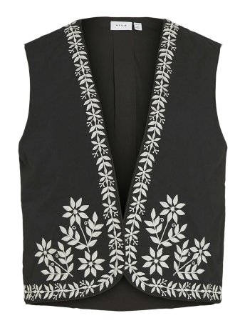 Vila Vest VICARIA EMBROIDERY VEST 14101384 BLACK BEAUTY/BIRCH