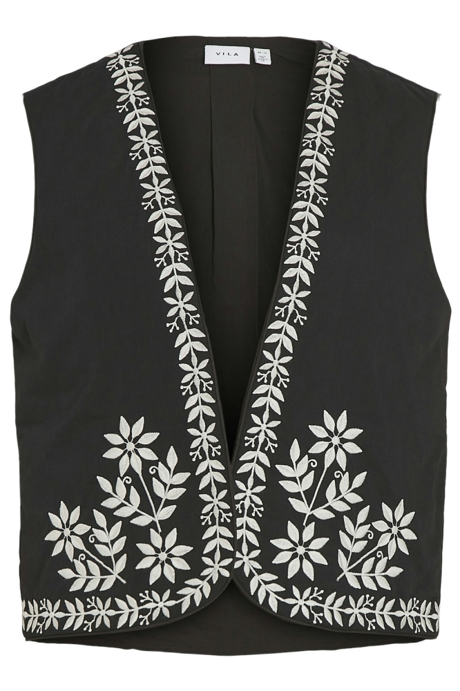 VICARIA EMBROIDERY VEST 14101384 BLACK BEAUTY/BIRCH