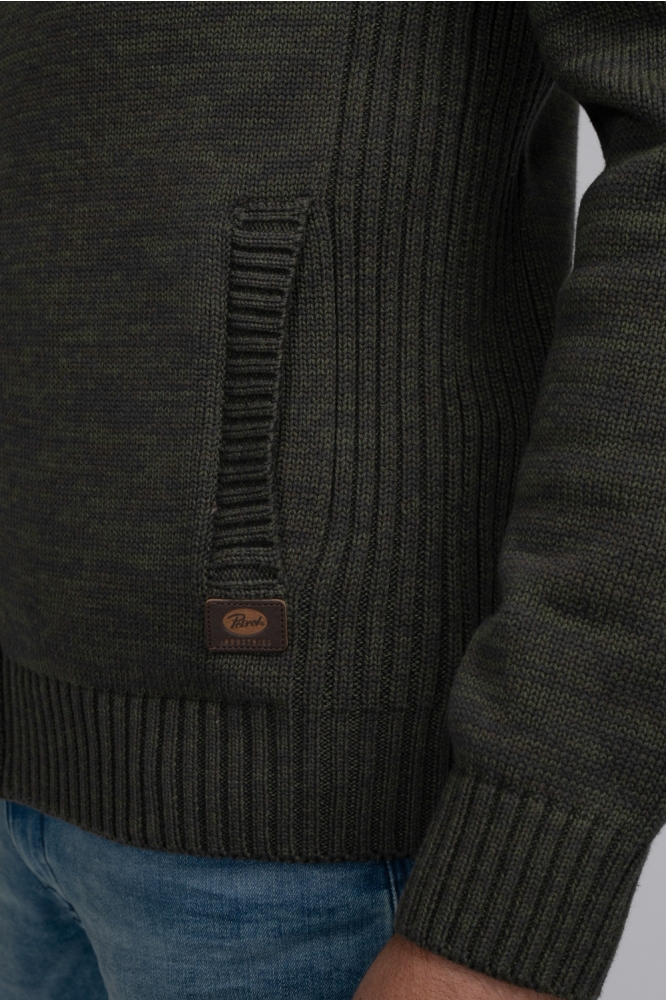 KNITWEAR COLLAR CARDIGAN M 3040 KWC216 Army Green