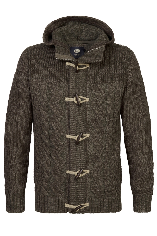 KNITWEAR HOODED CARDIGAN M 3040 KWH210 7141 Timber Wood