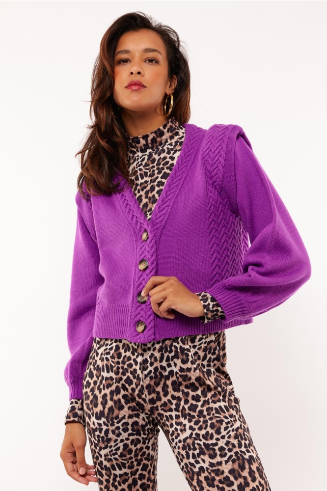 LAYNE CARDIGAN 24WLF13 807 GRAPE PURPLE