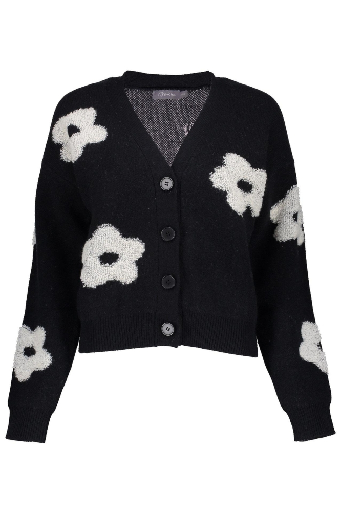 VEST MET BLOEMEN 44506 10 000999 BLACK/OFF WHITE