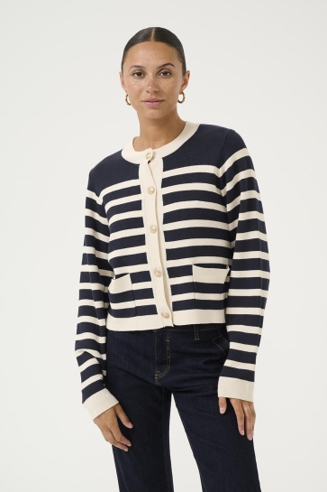 Culture Vest CUAIO ANNEMARIE CARDIGAN 50111505 107057 DRESS BLUEES/WHITECAP STRIPE