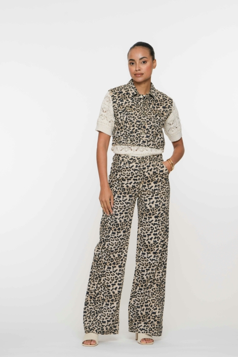 Geisha jeans vest leopard print