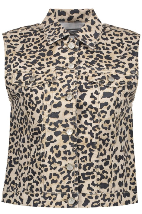 Geisha jeans vest leopard print