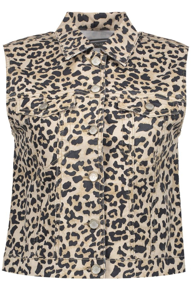 LEOPARD PRINT GILET 55027 10 720 SAND/COMBI LEOPARD PRINT