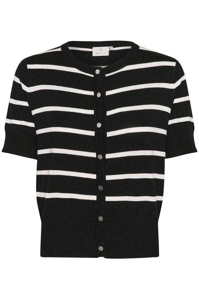 KALIZZA SHORT SLEEVE CARDIGAN 10509797 107263 BLACK/CHALK STRIPE