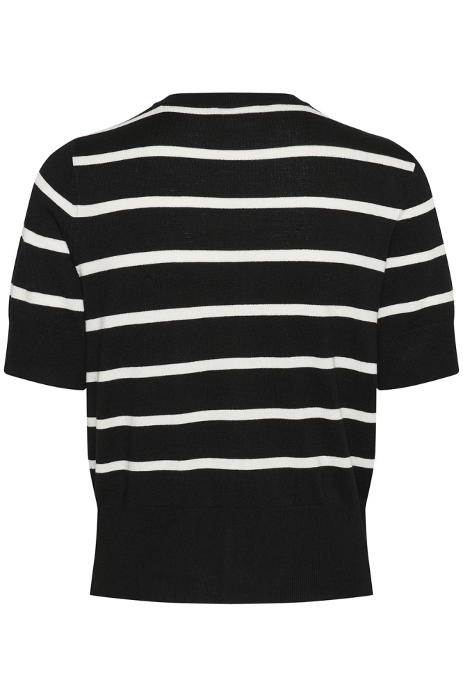 KALIZZA SHORT SLEEVE CARDIGAN 10509797 107263 BLACK/CHALK STRIPE