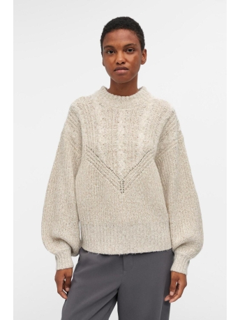 Object Trui OBJNOVA STELLA CABLE KNIT PULLOVER 23042244 Humus/MELANGE