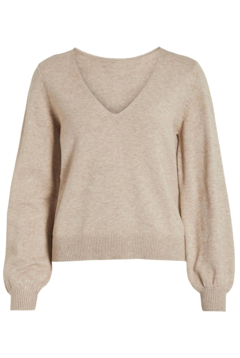 Vila viril rev v-neck l/s knit top - noo