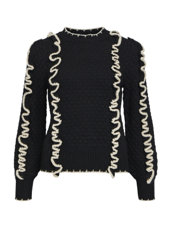 Object Trui OBJYAA L/S KNIT PULLOVER 131 23043596 BLACK