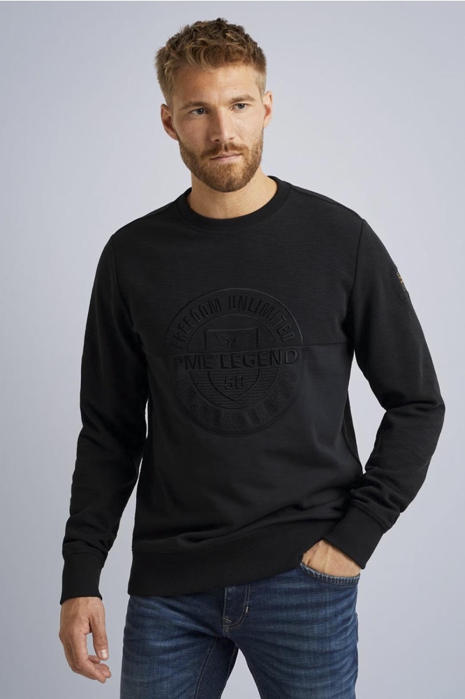 SWEATSHIRT WITH DIFFERENT TEXTURES PSW2310460 999