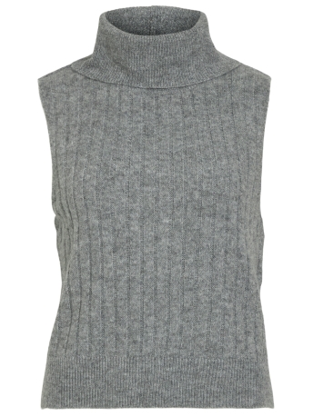 Vila Trui VIBELUNA HIGH NECK S/L KNIT VEST-NO 14094218 MEDIUM GREY MELENAGE